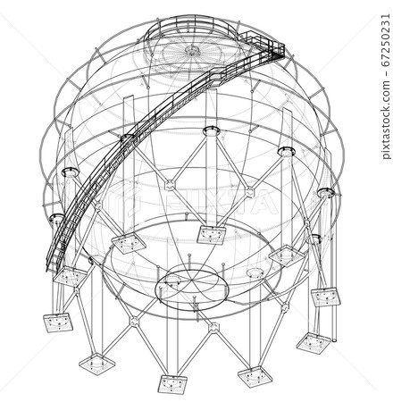 Spherical gas tank outline. 3D illustration Spherical gas tank outline. 3D illustration 67250231
