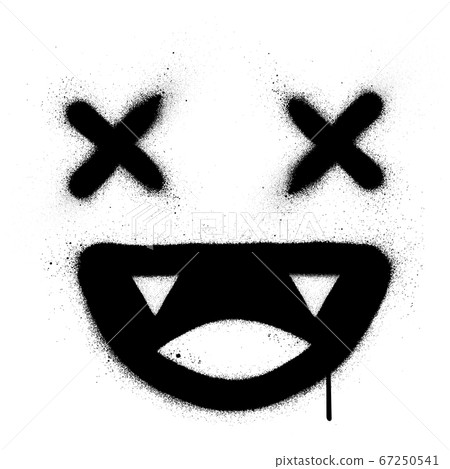 graffiti smiling crazy icon sprayed in black over graffiti smiling crazy icon sprayed in black over 67250541