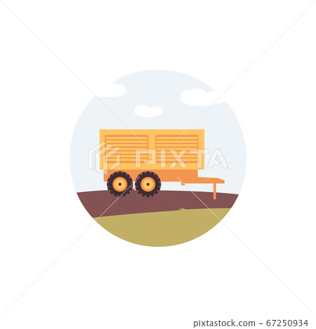 Yellow truck semi trailer from side view - agriculture machine part 67250934