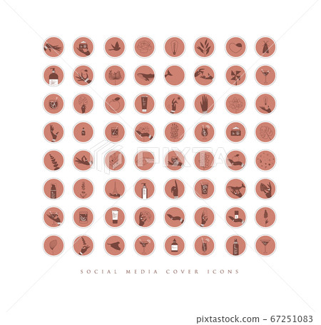 Hands and cosmetics social media cover icons coral 67251083