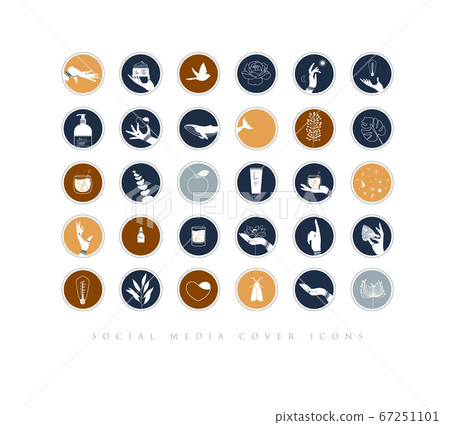 Hands and cosmetics social media cover icons blue 67251101