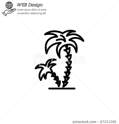 Palms tree icon thin line, linear, outline. palm coconut tree Simple sign, logo. 67251280
