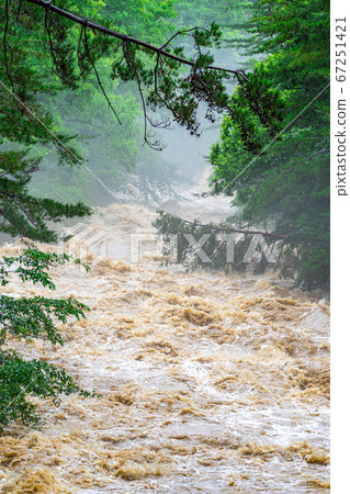 Turbid flow, river after heavy rain [Nagano Prefecture] 67251421