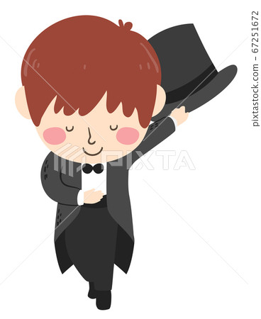 Kid Boy Magician Bow Hat Costume Illustration 67251672