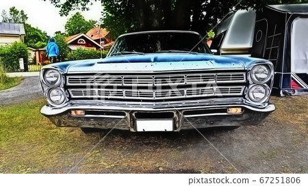 oil colors style painting representing a vintage car 67251806