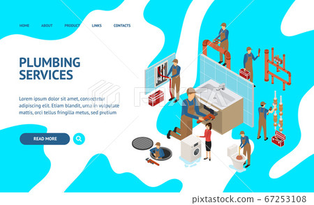 Character Plumber in Uniform Concept Landing Web Page 3d Isometric View. Vector 67253108