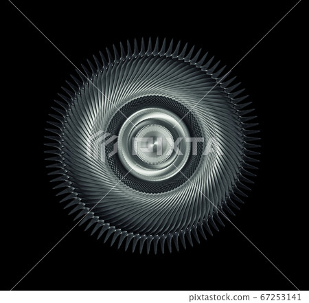 Steel Wheel With Cutting Blades Isolated On Black Steel Wheel With Cutting Blades Isolated On Black 67253141