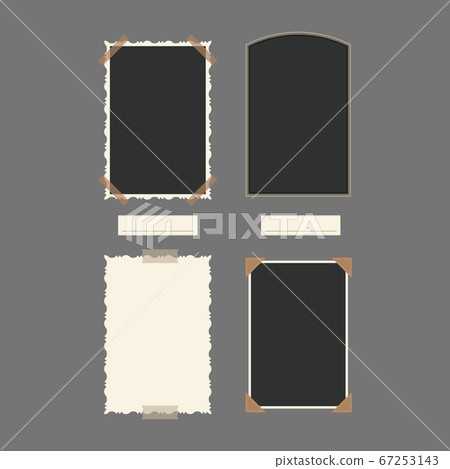 White and Black Blank Retro Photos Vertical Set. Vector White and Black Blank Retro Photos Vertical Set. Vector 67253143