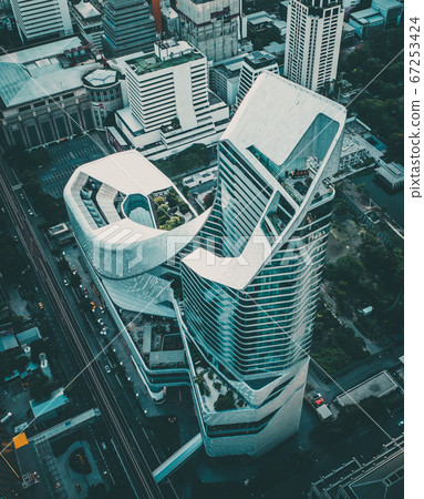 Petchaburi and Central Embassy Aerial views in Ploenchit, Bangkok, Thailand 67253424