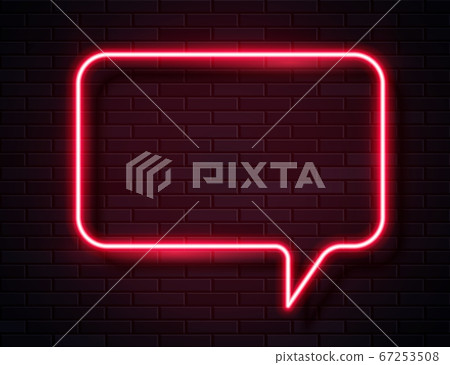 Vector Neon Red Glowing Speech Bubble Sign - Stock Illustration ...