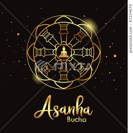 Asanha Bucha day, Important Buddhist Day, with Thammachak gold design 67254679