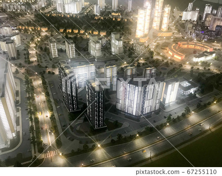 Top view on the toy layout of the city Top view on the toy layout of the city 67255110