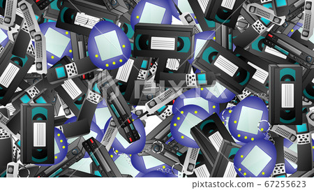 Seamless pattern of retro old hipster electronic - Stock Illustration ...