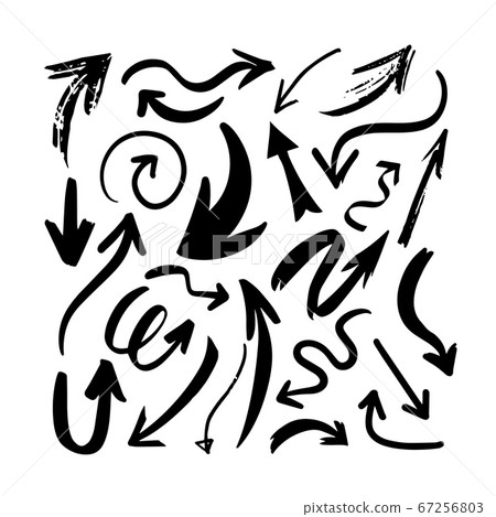 Isolated hand drawn arrows set on a white... - Stock Illustration ...