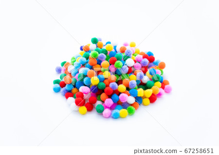 Colorful felt balls white background Colorful felt balls white background 67258651