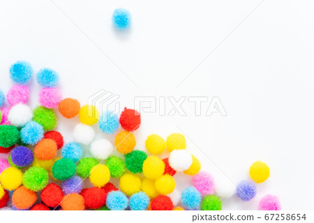 Colorful felt balls white background Colorful felt balls white background 67258654