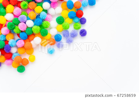 Colorful felt balls white background Colorful felt balls white background 67258659