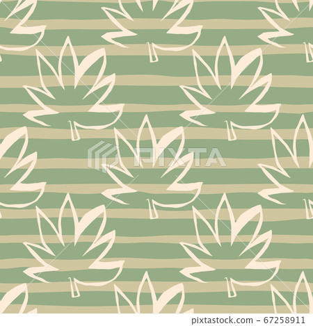 White outline hemp leaves on seamless pattern. 67258911