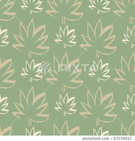 Small and middle marijuana leaves in beige and 67258912