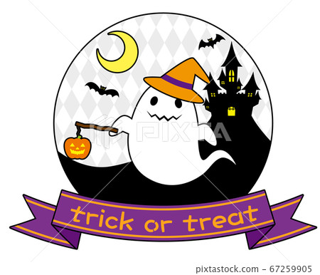 Illustration of a Halloween ghost with a jack lantern Illustration of a Halloween ghost with a jack lantern 67259905