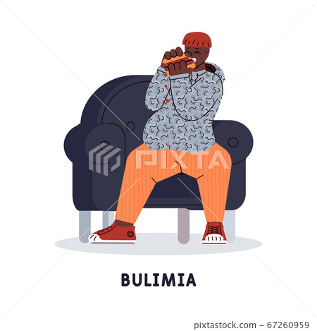 Illustration of a person suffering from a mental disorder-bulimia. 67260959