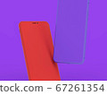 Mobile Phone 3D Render on Purple Background 67261354