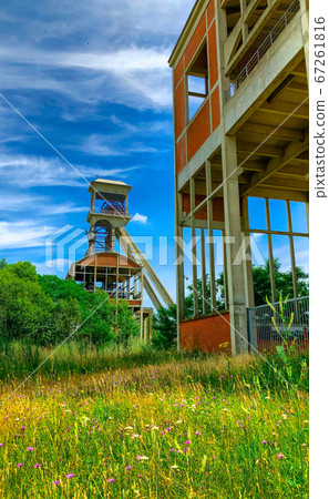 Coal mine pithead winding gear 67261816