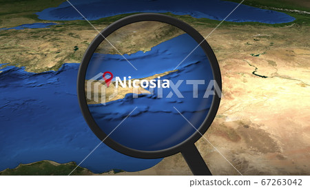 Nicosia city being found on the map, 3d rendering Nicosia city being found on the map, 3d rendering 67263042