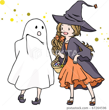 Illustration of girls in Halloween costumes... - Stock Illustration  [67264596] - PIXTA