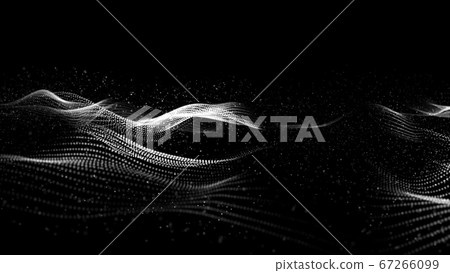 Black and white Color Digital Particles Wave Flow - Stock Illustration ...