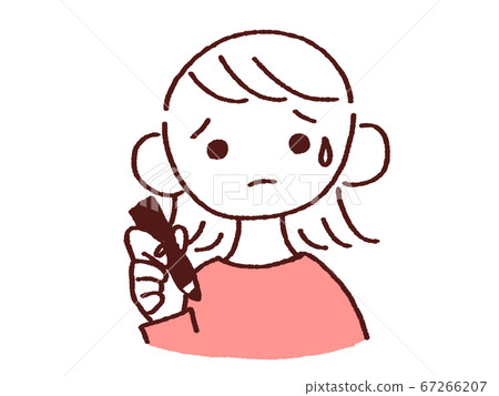 A young woman with a pen who suffers from a problem A young woman with a pen who suffers from a problem 67266207