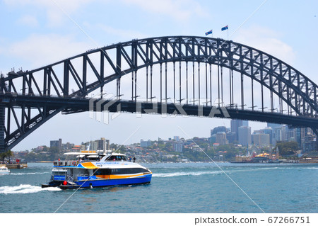 Ferry and harbor bridge Ferry and harbor bridge 67266751