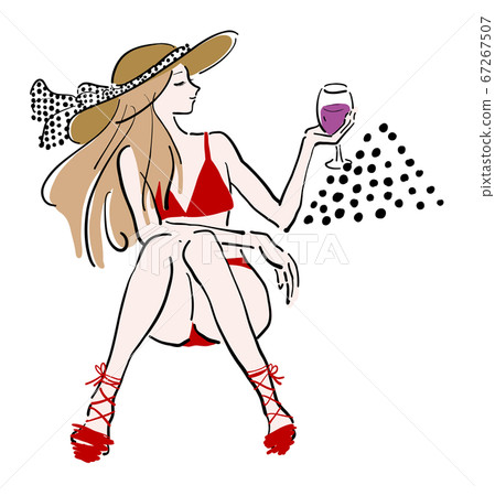 Parisienne wine swimsuit hat vector 67267507