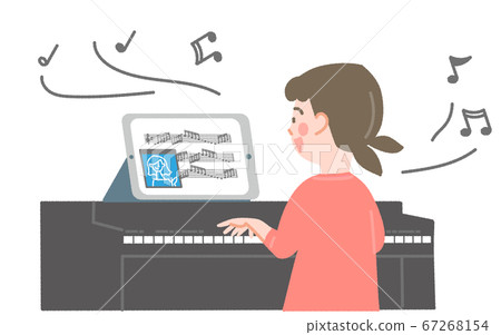 Girl learning piano online Girl learning piano online 67268154