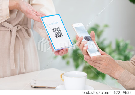 Middle women who settle with QR code Middle women who settle with QR code 67269635