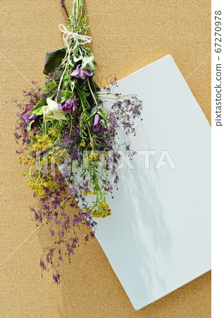 Swag and canvas made from smoked tree dried flowers 67270978