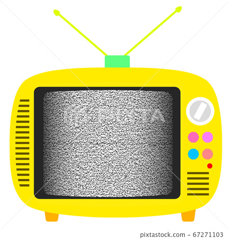 Illustration of a retro and cute portable toy TV Yellow sandstorm screen 67271103