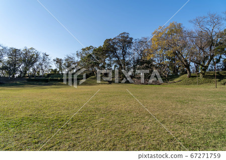 Sakura Castle Ruins Honmaru Castle Tower and Copper Tower Ruins and Earthworks 67271759