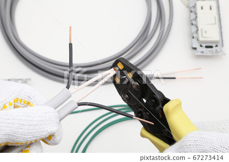 Electrical work Wiring work VVF cable connection work 67273414