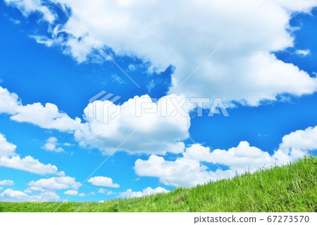 Hokkaido summer blue sky and grassland 67273570