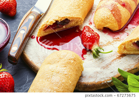Homemade pies with strawberries. 67273675