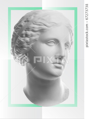 Fashion art collage with plaster antique sculpture of Venus face in a pop art style. Creative vogue concept image in contemporary surrealism style. Beauty, fashion and health theme. Zine culture. Fashion art collage with plaster antique sculpture of Venus face in a pop art style. Creative vogue concept image in contemporary surrealism style. Beauty, fashion and health theme. Zine culture. 67273738