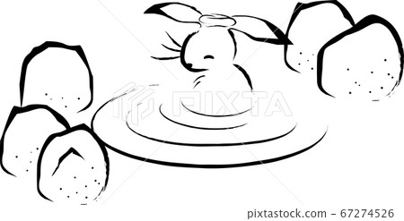Rabbits enjoying hot springs (bird caricature) 67274526