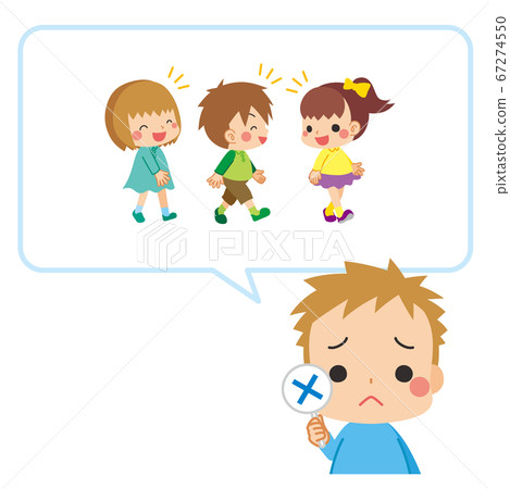 Boy explaining bad example of infectious disease prevention measures Boy explaining bad example of infectious disease prevention measures 67274550