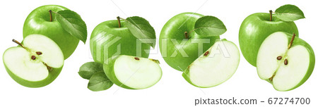 Green cooking apple set isolated on white background 67274700
