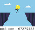 Businessman challenging carry a big light bulb 67275328