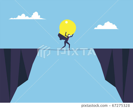 Businessman challenging carry a big light bulb Businessman challenging carry a big light bulb 67275328