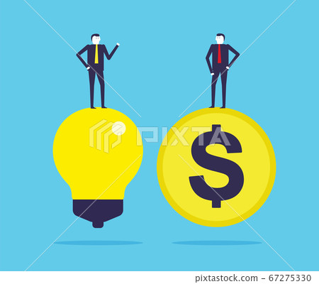 Business people standing on top of light bulb and Business people standing on top of light bulb and 67275330