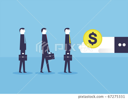 Business people standing for money from bighand Business people standing for money from bighand 67275331
