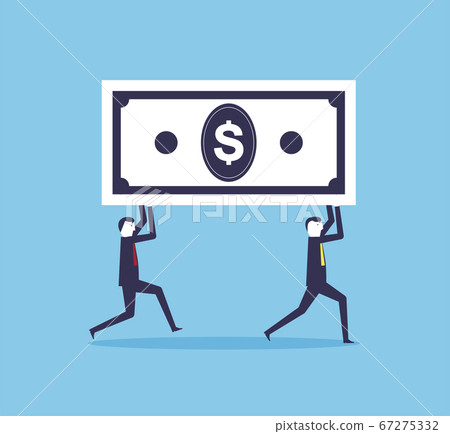 Business people holding big money Business people holding big money 67275332